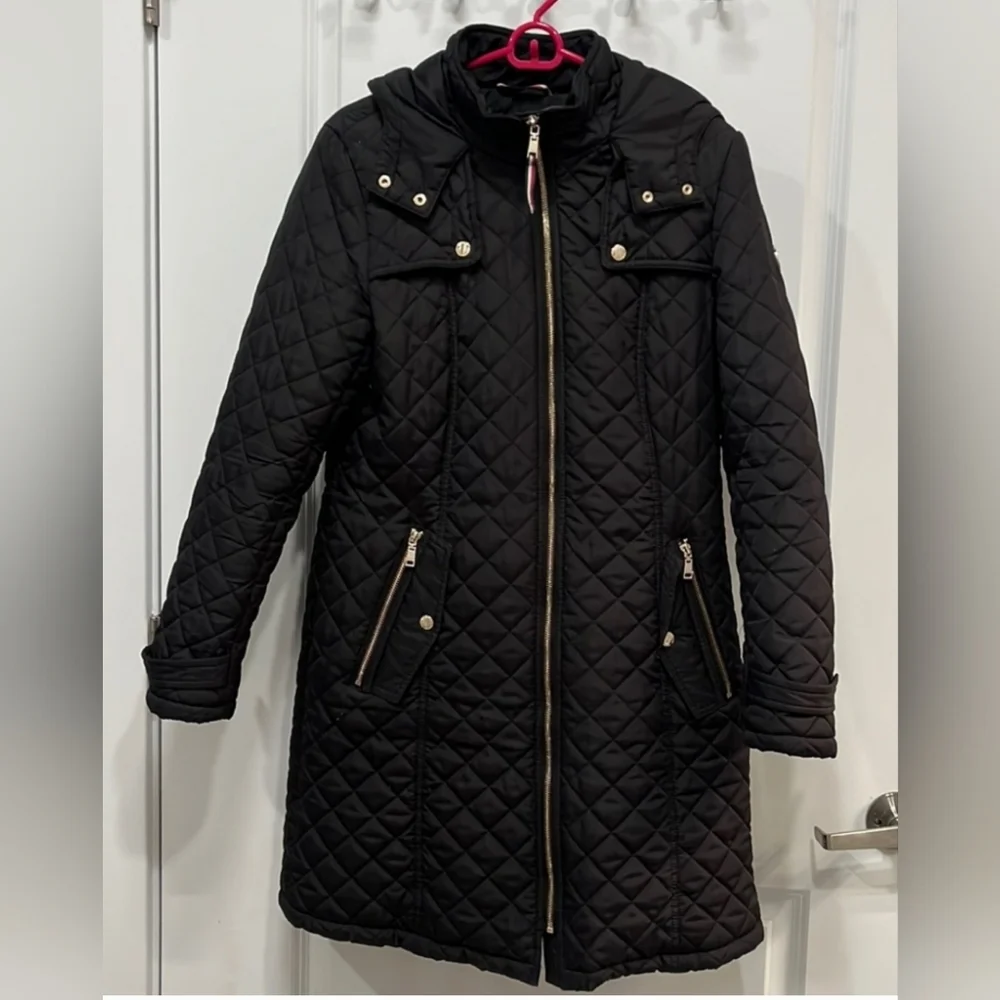 NWOT Tommy Hilfiger Quilted Black Coat Size XL - Picture 2 of 6